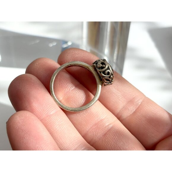 Smokey Quartz Abstract SW Style 925 Sterling Silver Vintage Ring - sz 7.25 - Picture 9 of 15